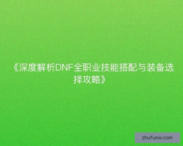 《深度解析DNF全职业技能搭配与装备选择攻略》