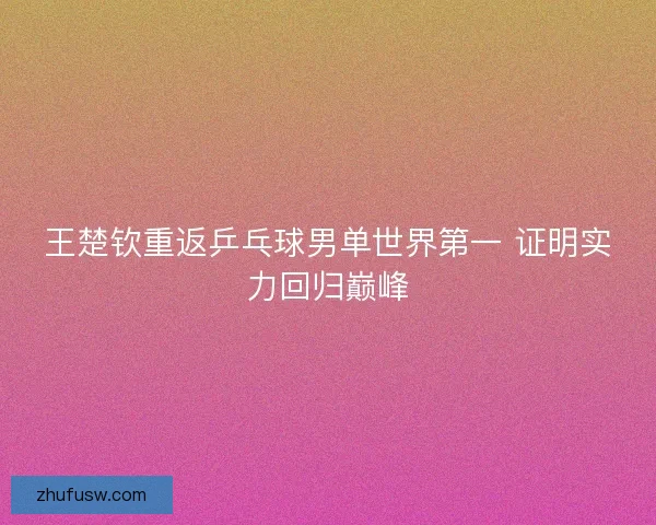 王楚钦重返乒乓球男单世界第一 证明实力回归巅峰