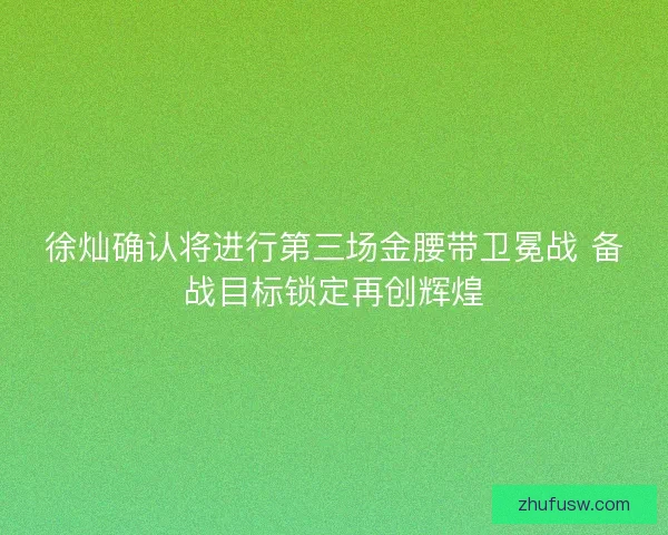 徐灿确认将进行第三场金腰带卫冕战 备战目标锁定再创辉煌