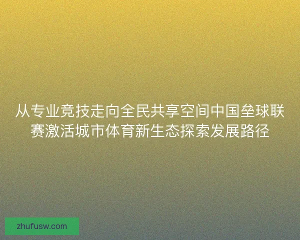 从专业竞技走向全民共享空间中国垒球联赛激活城市体育新生态探索发展路径